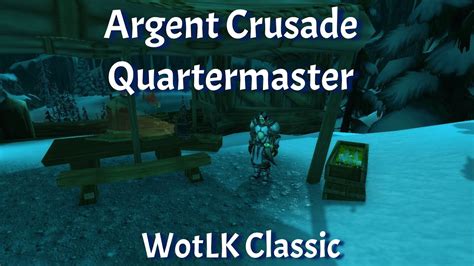 argent crusade quartermaster  Since the Argent Crusade's victory, the area is supporting a mailbox, vendor, and a flight master, as well as several quests